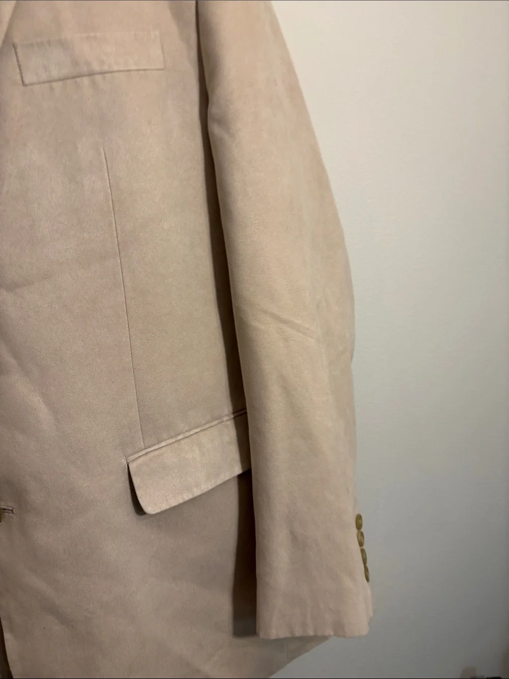 Chaps Light Beige Suede Blazer Jacket